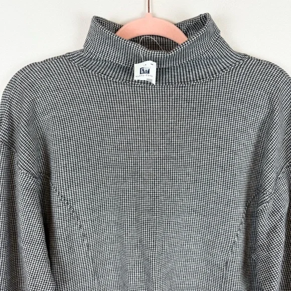 NWT Vintage Gap Houndstooth Turtleneck Long Sleeve Cotton Top Shirt Size Large - Picture 6 of 9